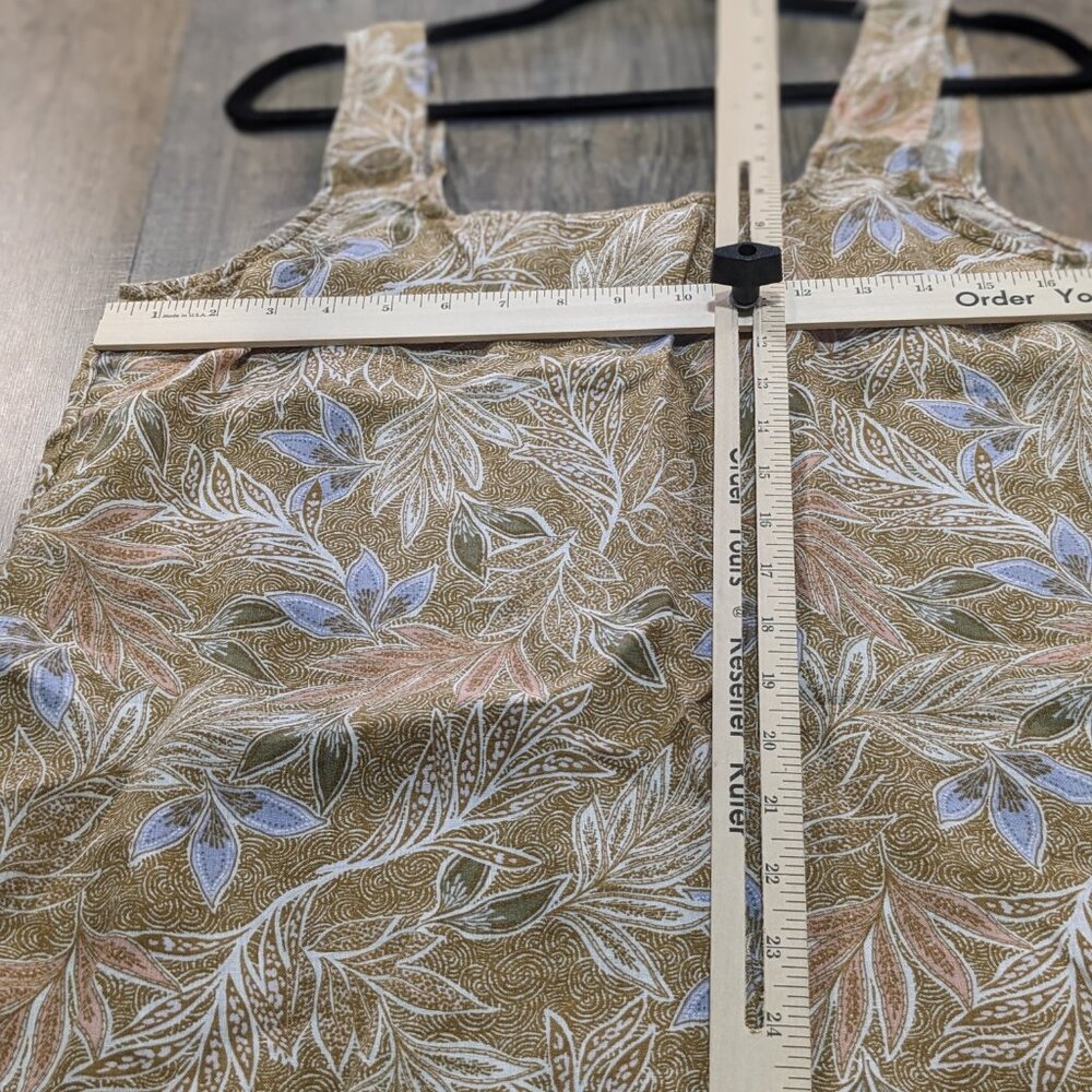 Cynthia Rowley 100% Linen Tank Top Women’s Medium in Tan/Blue Floral - Picture 3 of 5